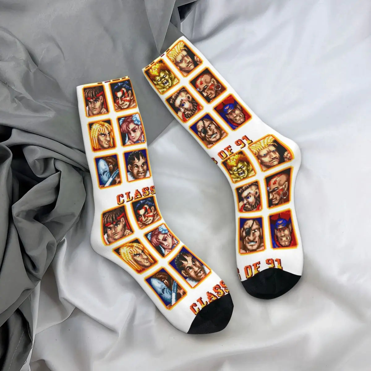 Defeated Portraits Super Street Fighter Socks Harajuku Sweat Absorbing