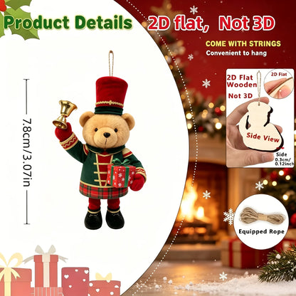 20/10 Pieces of Randomly Assorted 2D Flat Bear-Shaped Handmade Wooden