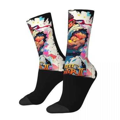Defeated Portraits Super Street Fighter Socks Harajuku Sweat Absorbing