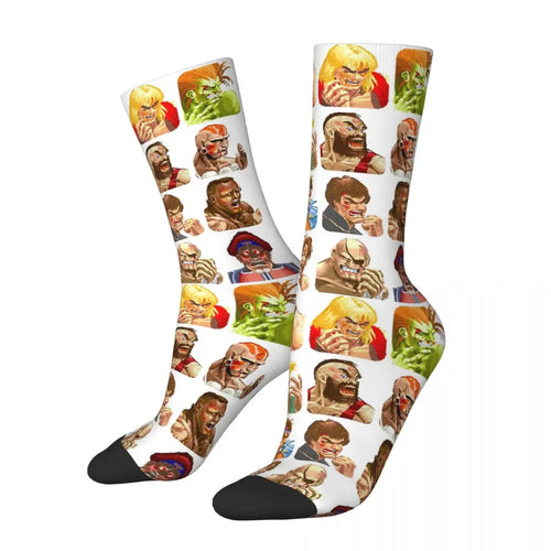 Defeated Portraits Super Street Fighter Socks Harajuku Sweat Absorbing