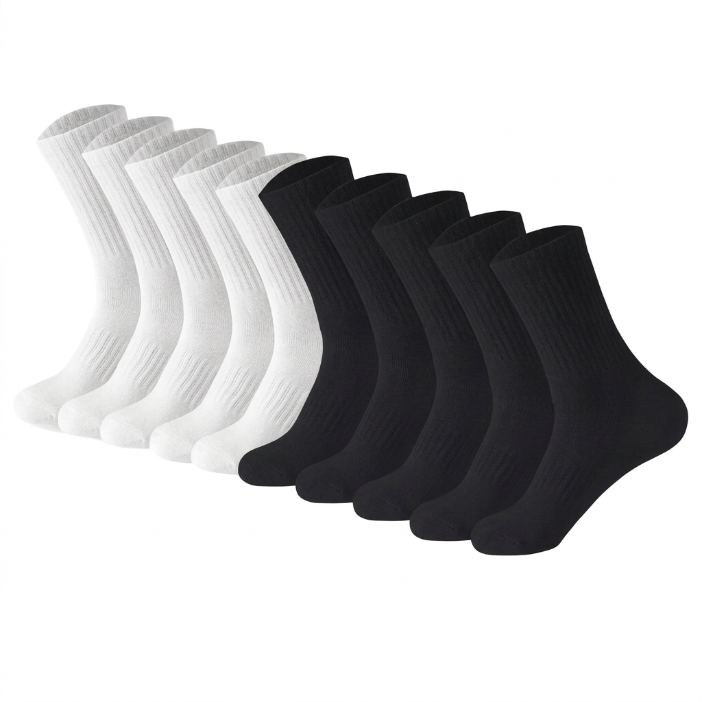 5/10/20 Pairs Solid Color Round Neck Socks