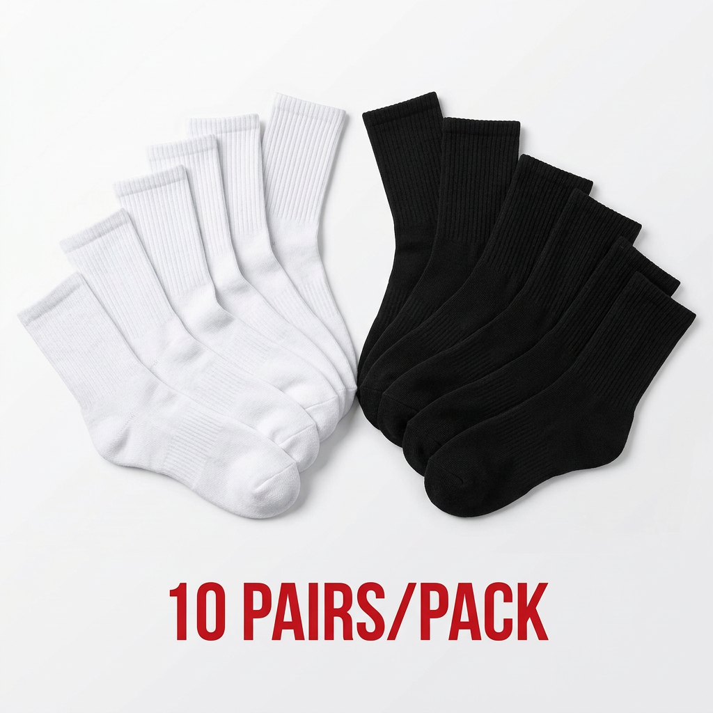 5/10/20 Pairs Solid Color Round Neck Socks