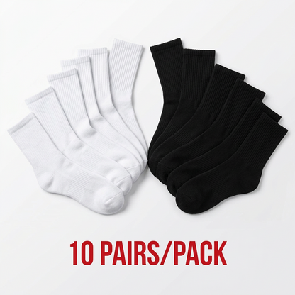 5/10/20 Pairs Solid Color Round Neck Socks