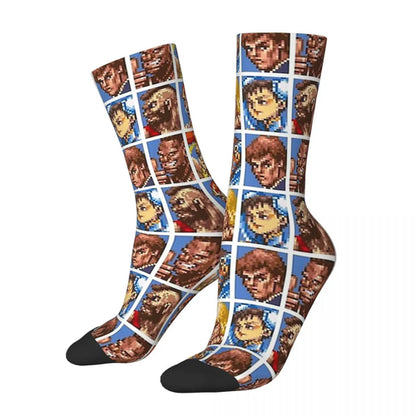 Defeated Portraits Super Street Fighter Socks Harajuku Sweat Absorbing