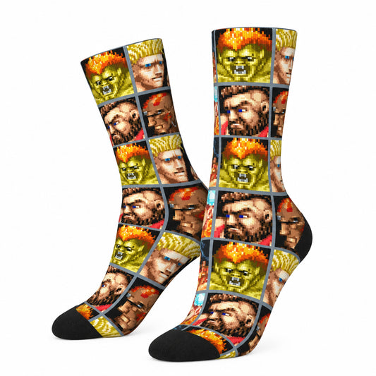 Defeated Portraits Super Street Fighter Socks Harajuku Sweat Absorbing
