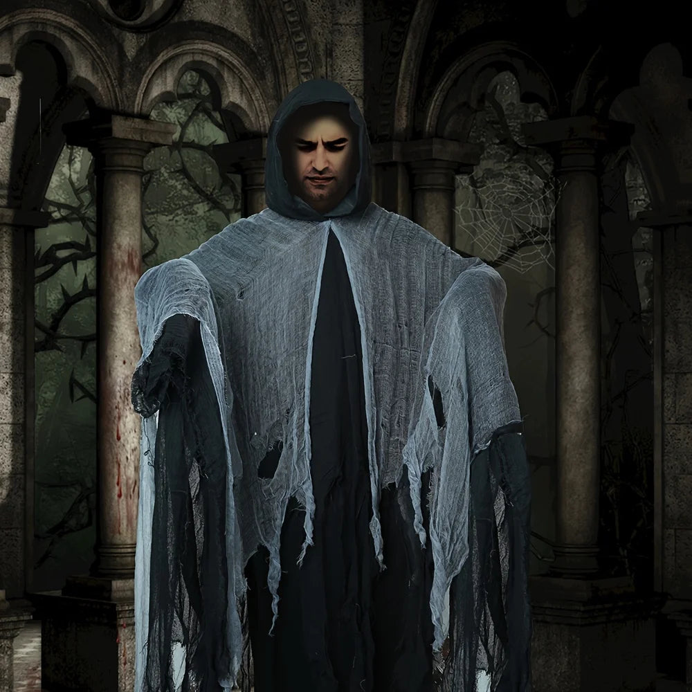 Terrifying Realistic Skeleton Halloween Cloak with Hood