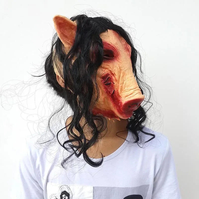 The Pig Animal Jigsaw  Headgear Horror saw Pig Mask