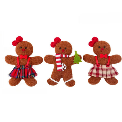 3 Pcs Christmas Gingerbread Man Ornaments, Suitable For Holiday