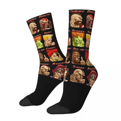 Defeated Portraits Super Street Fighter Socks Harajuku Sweat Absorbing