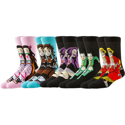 5Pairs BANDAI Unisex Novelty Funny Casual Crew Socks Cartoon Anime Hip