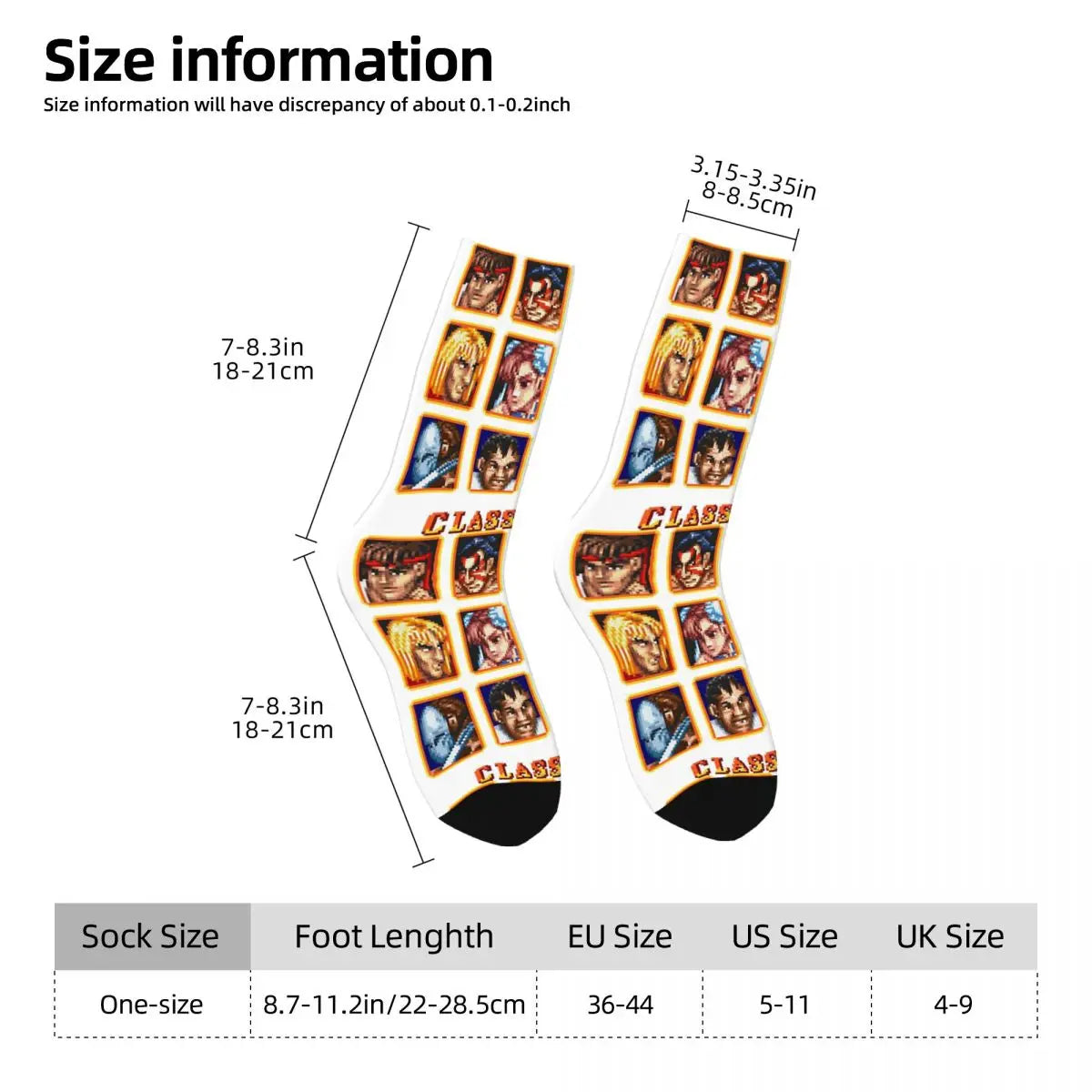 Defeated Portraits Super Street Fighter Socks Harajuku Sweat Absorbing
