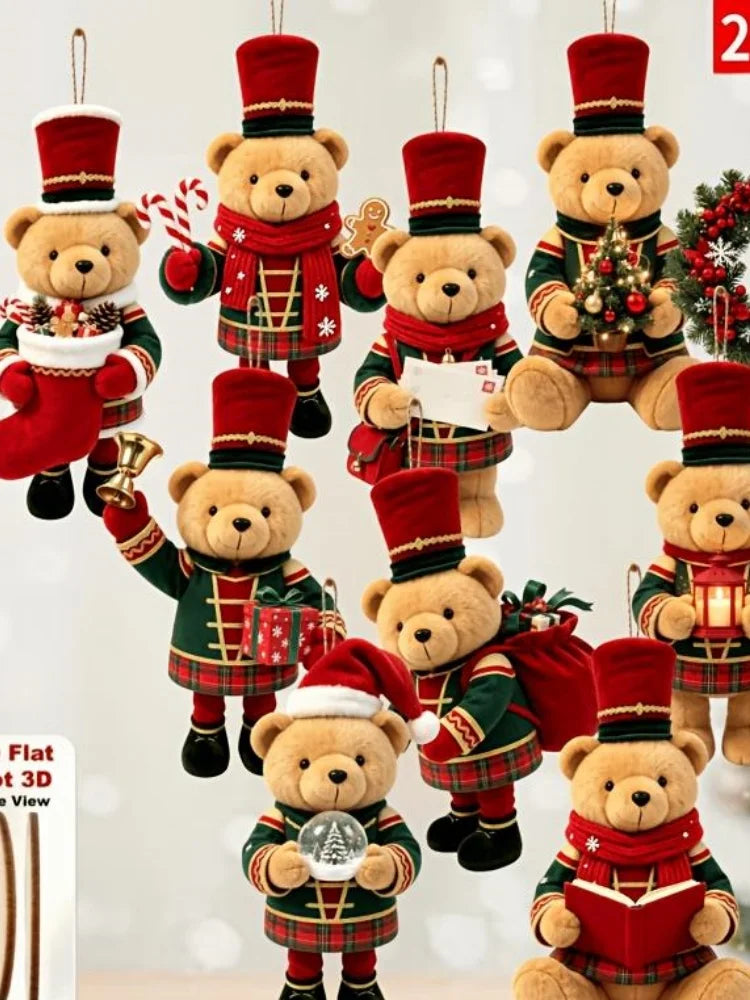 20/10 Pieces of Randomly Assorted 2D Flat Bear-Shaped Handmade Wooden