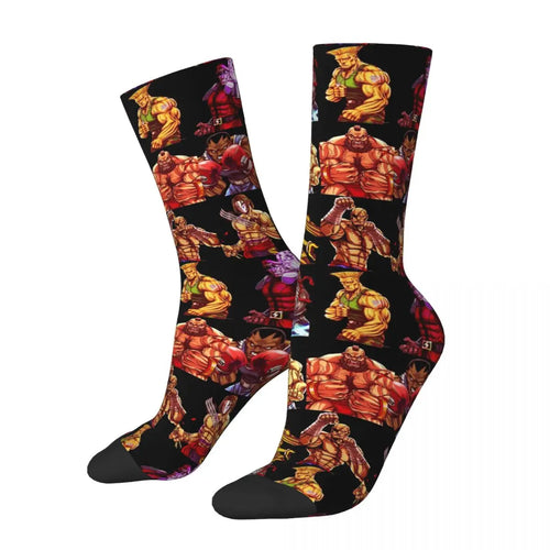 Defeated Portraits Super Street Fighter Socks Harajuku Sweat Absorbing