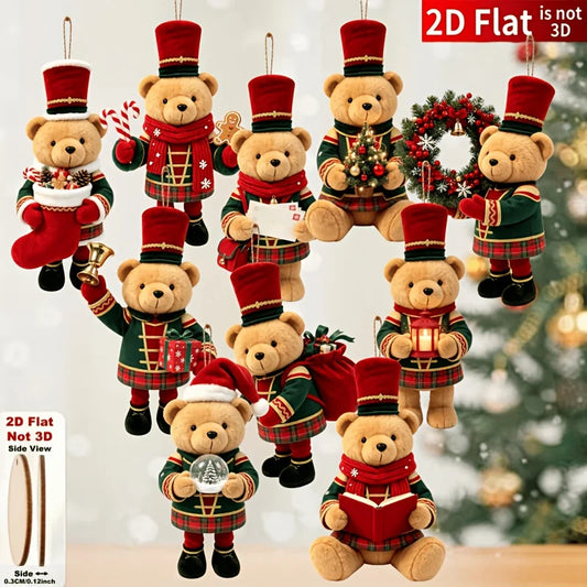 20/10 Pieces of Randomly Assorted 2D Flat Bear-Shaped Handmade Wooden