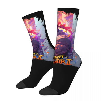 Defeated Portraits Super Street Fighter Socks Harajuku Sweat Absorbing