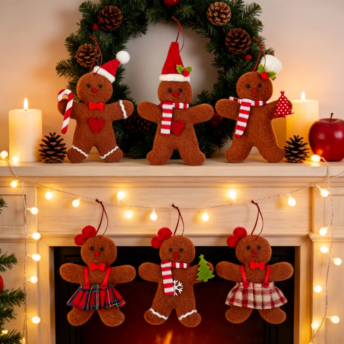 3 Pcs Christmas Gingerbread Man Ornaments, Suitable For Holiday