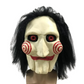 Jigsaw Halloween Mask with Wig Hair | Creepy Horror Latex Puppet Mask Prop for Unisex Halloween Cosplay Party | Scary Saw Mask Costume Party