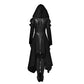 Halloween Ladies Black Hooded Irregular Long Medieval Jacket