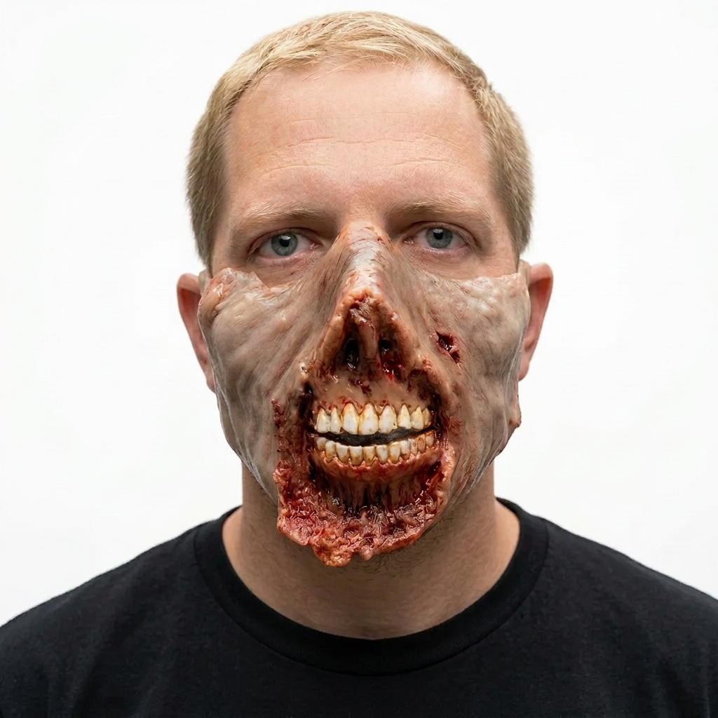 New Scary Halloween Mask Horror Burn Half Face Mask Skeleton Skull For Dance Party Masquerade Costume Props Cosplay Devil Mask