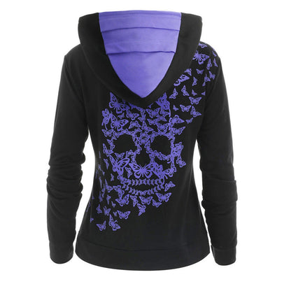 Skull Printed Womens  Casual Winter Aesthetic Oversized Pullover Sweatshirts