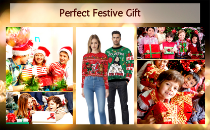 Funny Ugly Unisex Christmas sweater Festive Theme Go Jesus Its Your Birthday & Elf Print Sweatshirt Soft Gift Tops  Large  Green