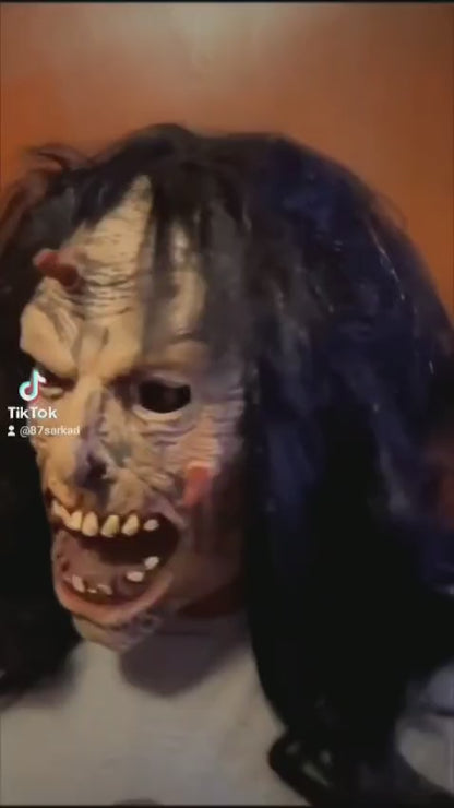 Night of the living dead Creepy Horror Worm Mask for Halloween - Perfect Scary Costume Accessory for Haunted Houses and Parties