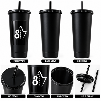 ARKADE 87 Halloween Party+ Events Black Gaming Tumbler with Lid and Straw