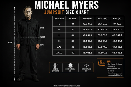 Men’s Halloween Horror Costume Jumpsuit & Realistic Mask Set Cosplay Outfit