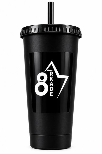 ARKADE 87 Halloween Party+ Events Black Gaming Tumbler with Lid and Straw