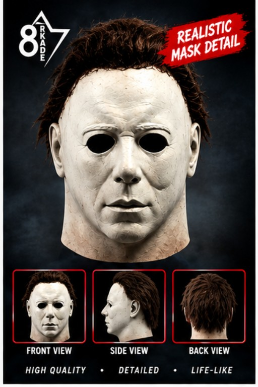 Men’s Halloween Horror Costume Jumpsuit & Realistic Mask Set Cosplay Outfit