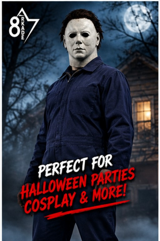Men’s Halloween Horror Costume Jumpsuit & Realistic Mask Set Cosplay Outfit