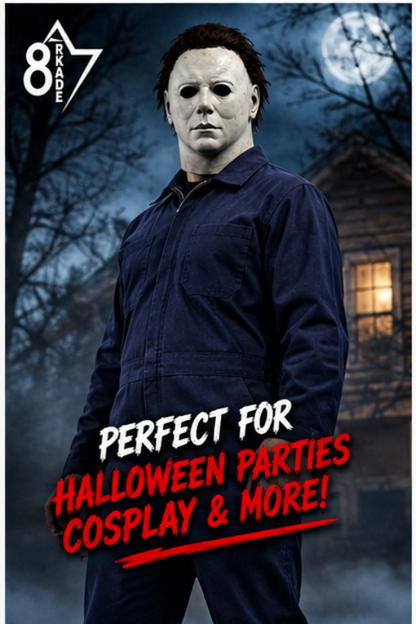 Men’s Halloween Horror Costume Jumpsuit & Realistic Mask Set Cosplay Outfit