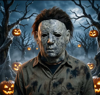 Micheal Myers Vintage Faded Gray  Brown Hair Terror Halloween Cosplay Mask