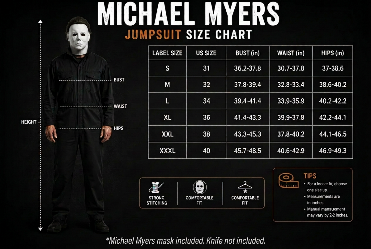 Micheal myers Terror Long Sleeve Jumpsuit Mask Set