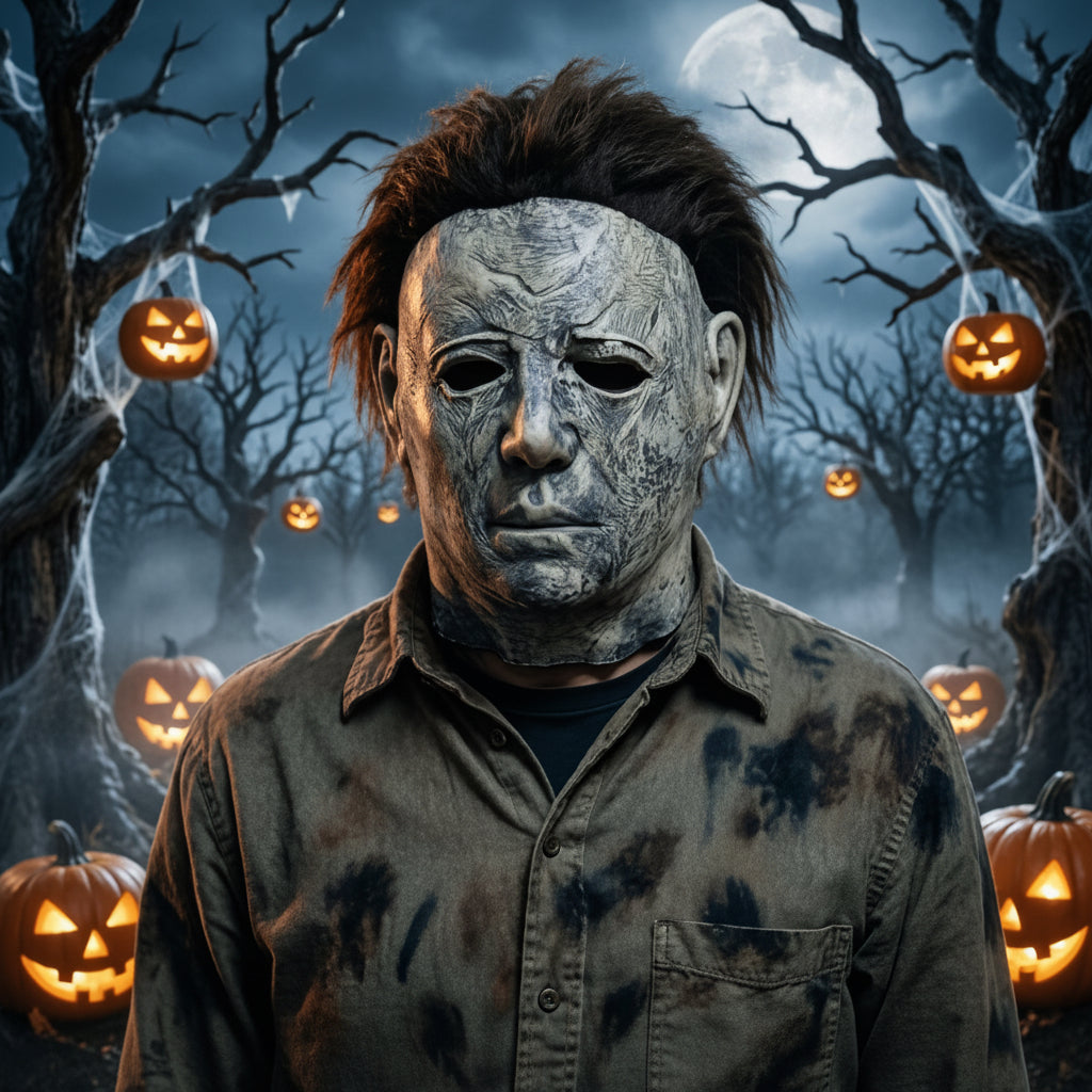 Micheal Myers Vintage Faded Gray  Brown Hair Terror Halloween Cosplay Mask