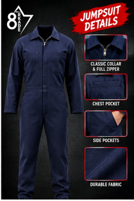 Men’s Halloween Horror Costume Jumpsuit & Realistic Mask Set Cosplay Outfit