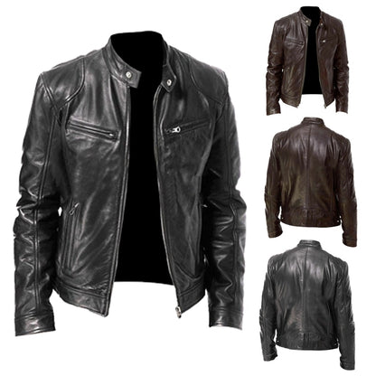 Men Motorcycle Slim Fit Oversize Leather Jacket