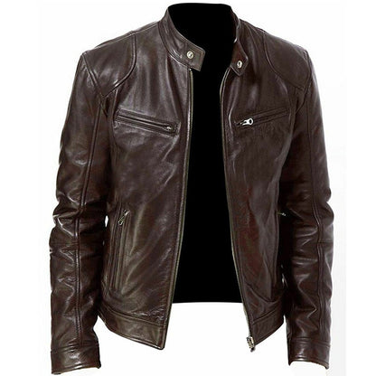 Men Motorcycle Slim Fit Oversize Leather Jacket