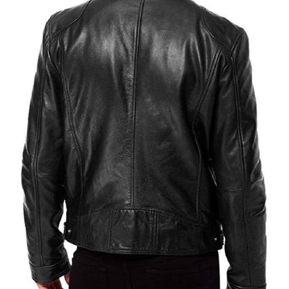 Men Motorcycle Slim Fit Oversize Leather Jacket