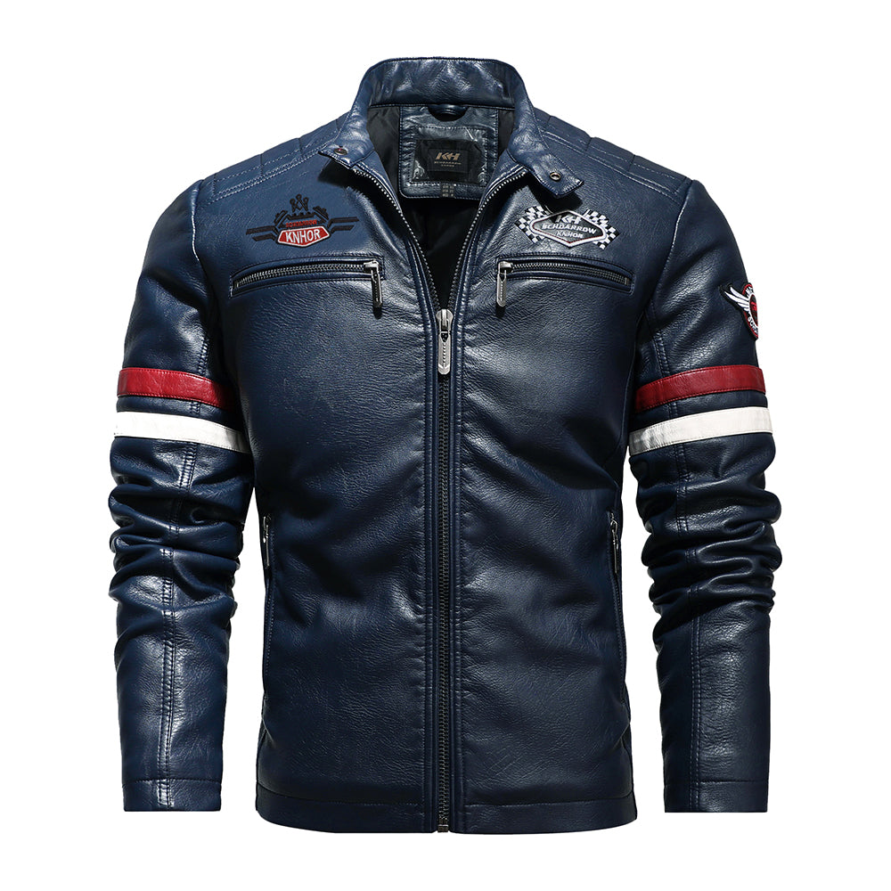 Men Vintage Outwear Biker Distressed Leather Jacket