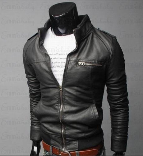 Men's Motorcycle Causal Zipper Vintage Leather Jacket