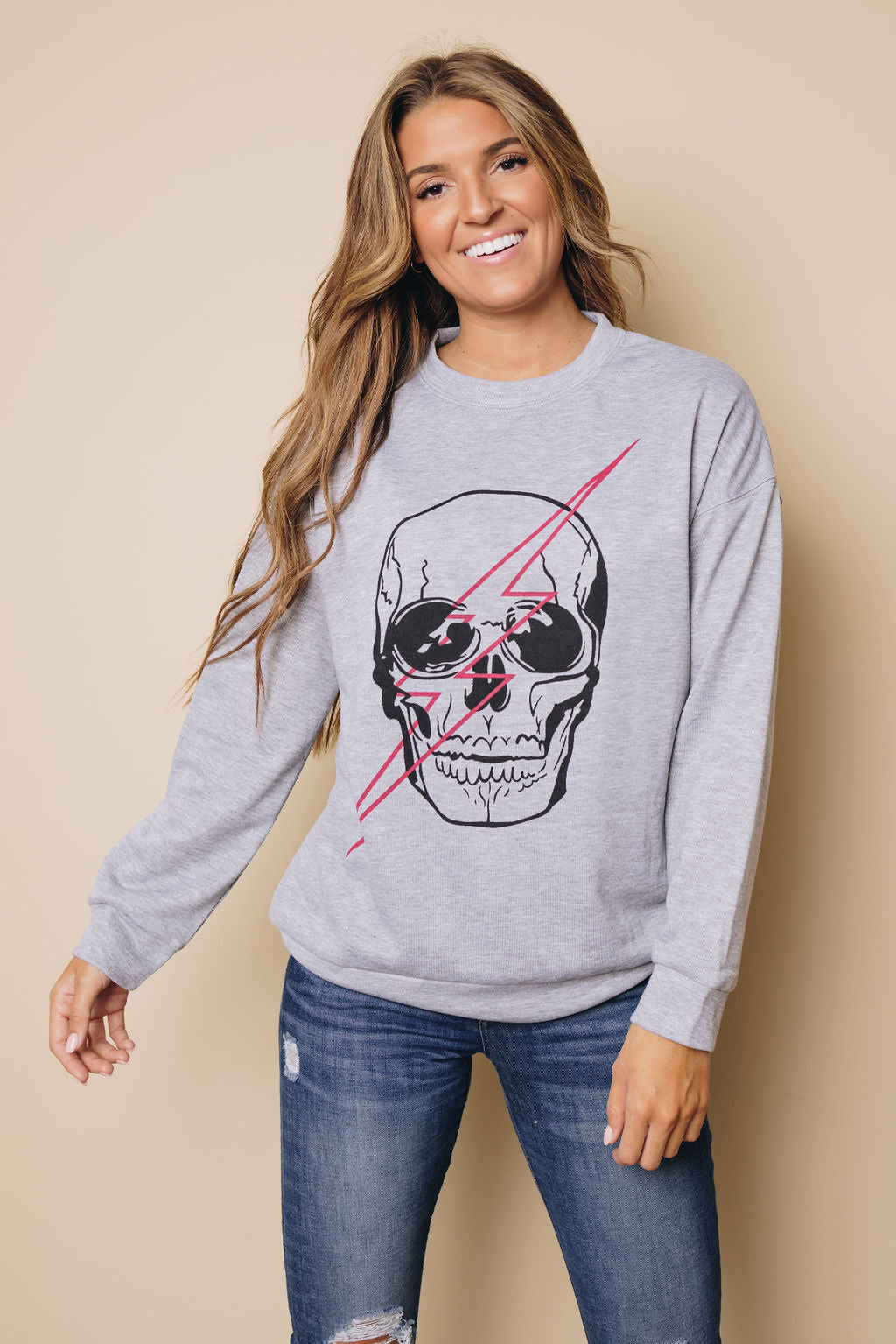 Womens Skull Graphic Sweatshirt