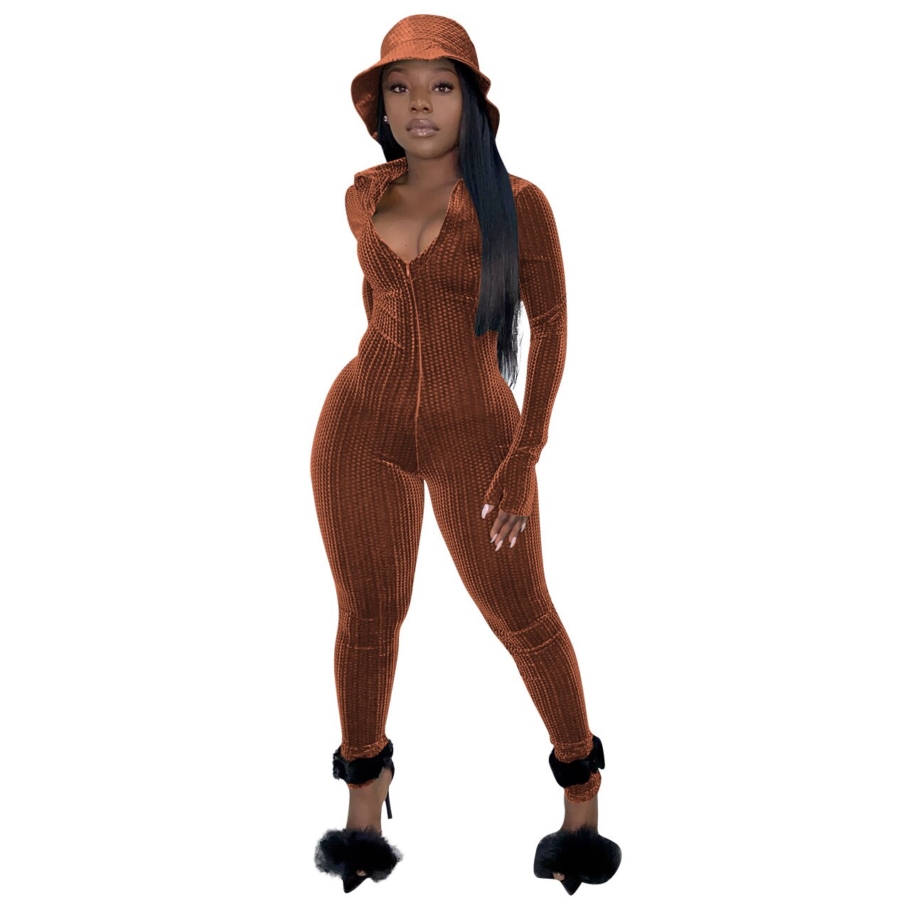 Christmas Women Clubwear Sexy Velvet Jumpsuit Costume