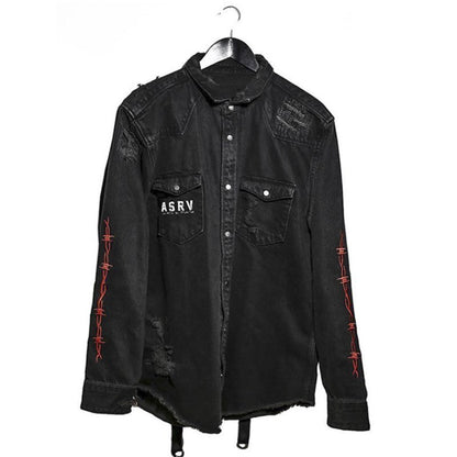 Gothic Demon Hunter Skull Black Denim Jacket