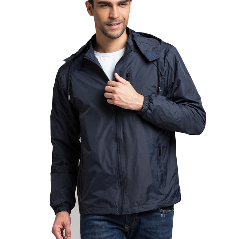 Men Sportwear Thin Military Windbreaker Hooded Zipper Jacket