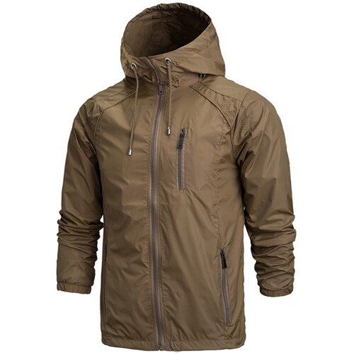 Men Sportwear Thin Military Windbreaker Hooded Zipper Jacket