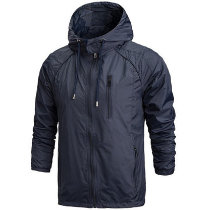 Men Sportwear Thin Military Windbreaker Hooded Zipper Jacket