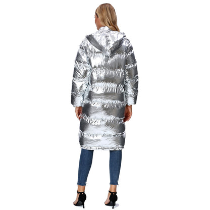 Street  Winter Thick Hooded Shiny Woman Winter Jacket