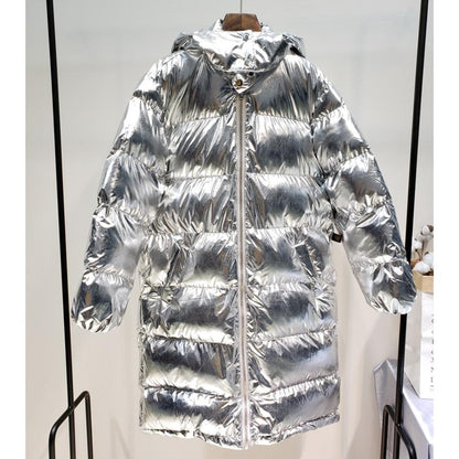 Street  Winter Thick Hooded Shiny Woman Winter Jacket