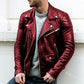 Men's Fashion Motorcycle Zipper  Leather Jacket